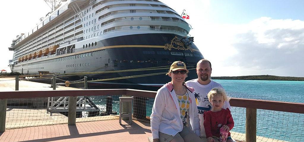 James, Kati, and Mia at Castaway Cay in the Bahamas