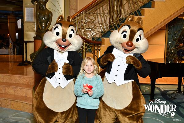 Mia, Chip and Dale on the Disney Wonder