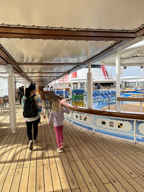 Kati and Mia on the pool deck of the Disney Wonder