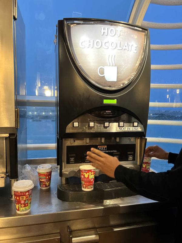 Hot Chocolate on the pool deck of the Disney Wonder