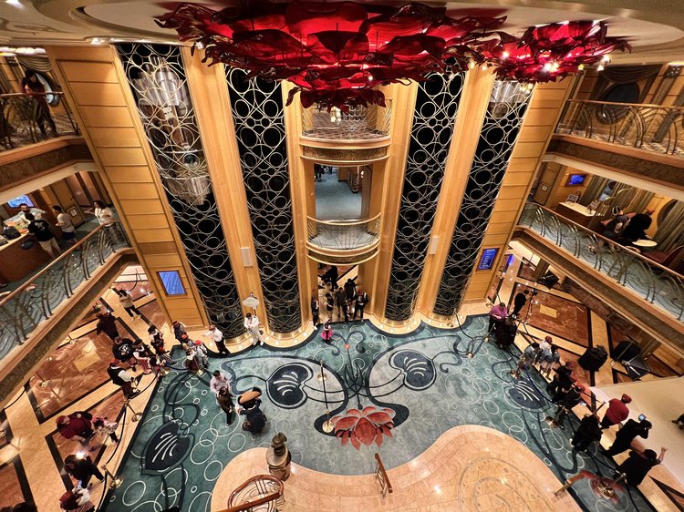 The atrium inside the Disney Wonder