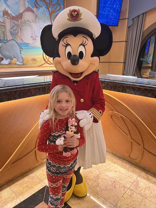 Mia with Mickey on the Disney Wonder