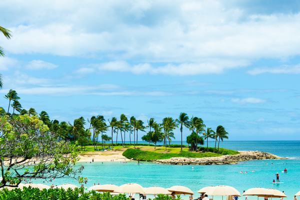 The cove and beach at Aulani