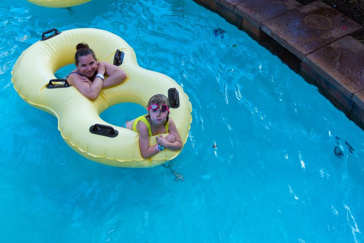 Kati and Mia in the lazy river at Aulani