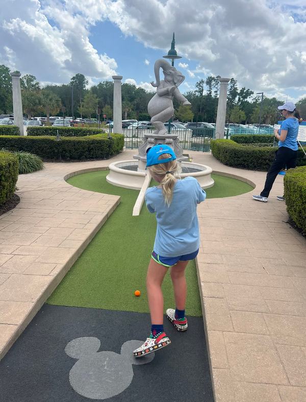 Mia at Fantasia Gardens mini golf