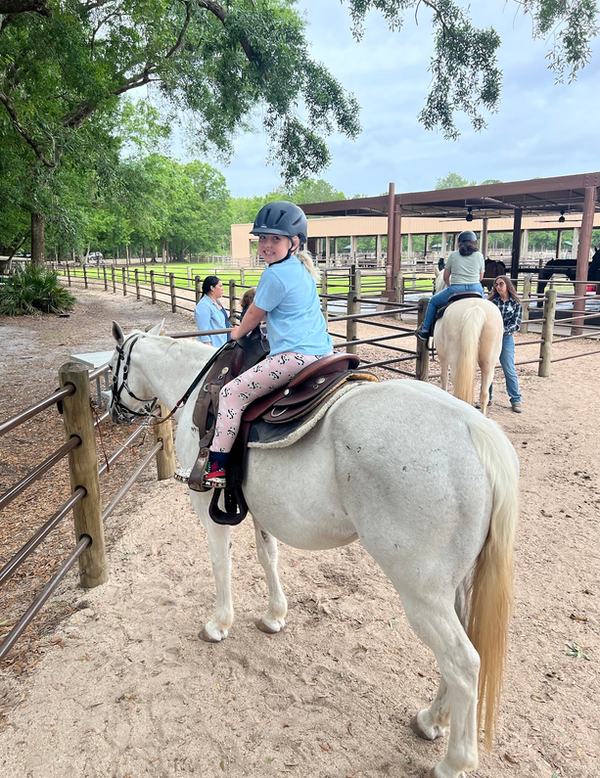 Mia getting ready for a trail ride
