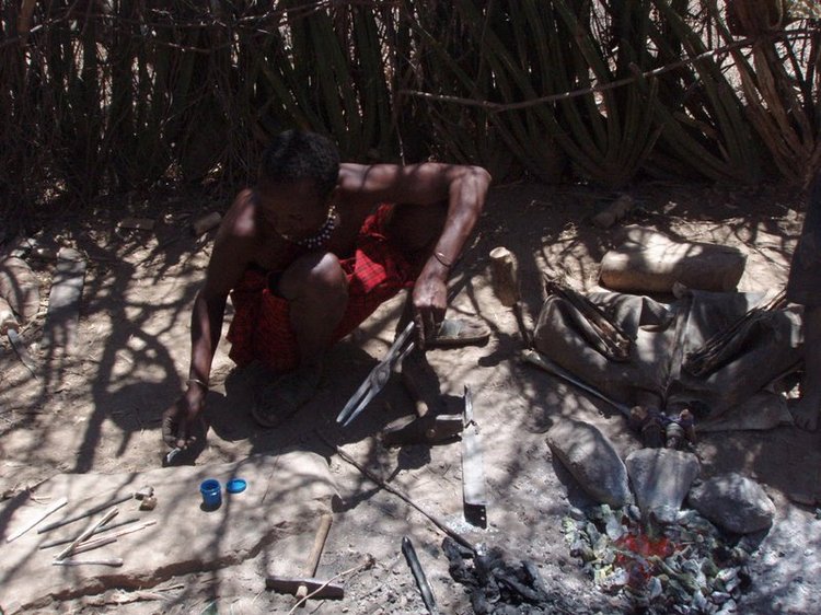 Massai tribe member creates weapons and tools from fire and metal