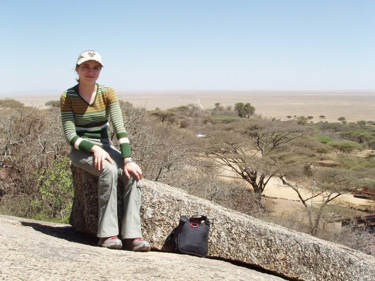 Kati at the entrance to the Serengeti National Park