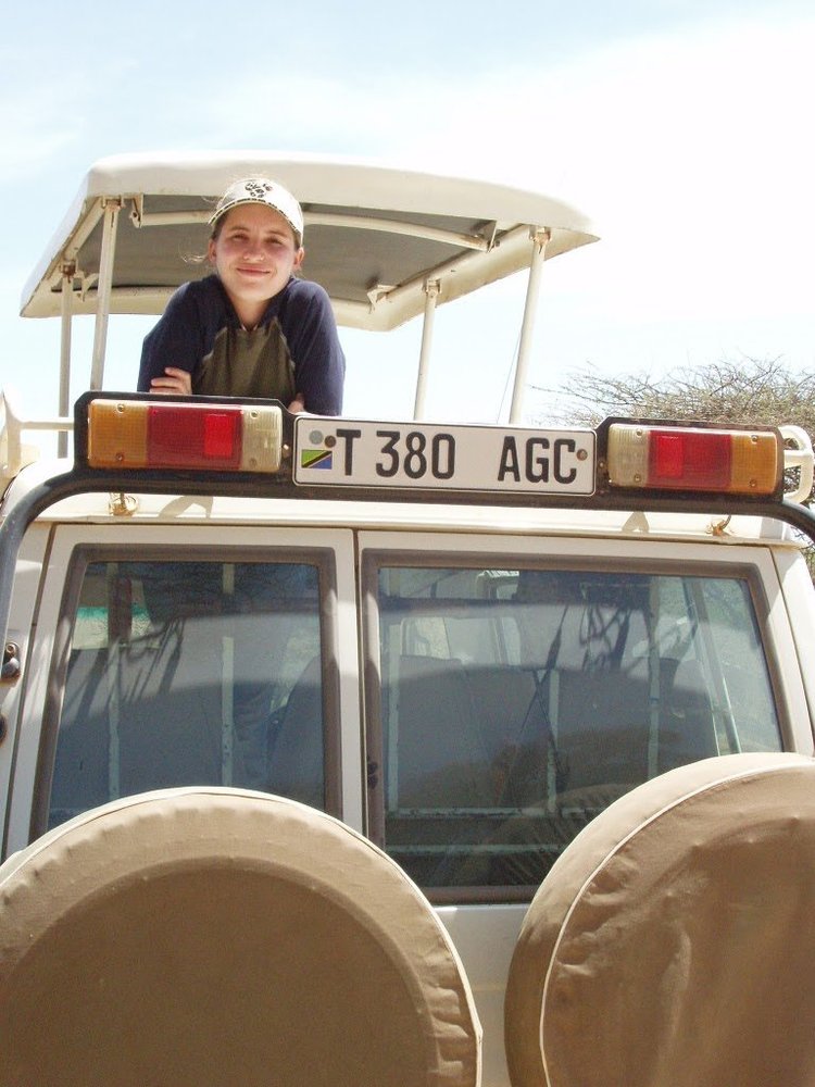 Kati in the safari truck