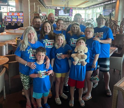 Family photo with custom shirts