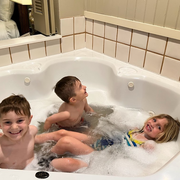 thumbnail for Bennett, Tavasz, and Mia in the Jacuzzi bathtub at Hilton Head