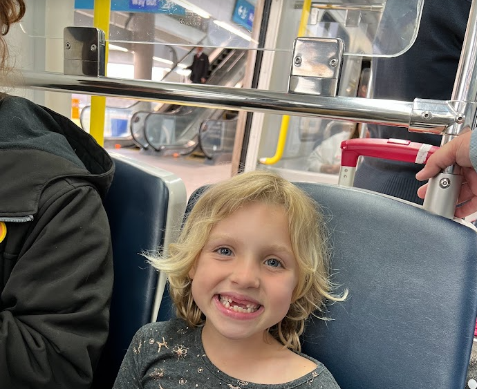 Mia on the metro rail